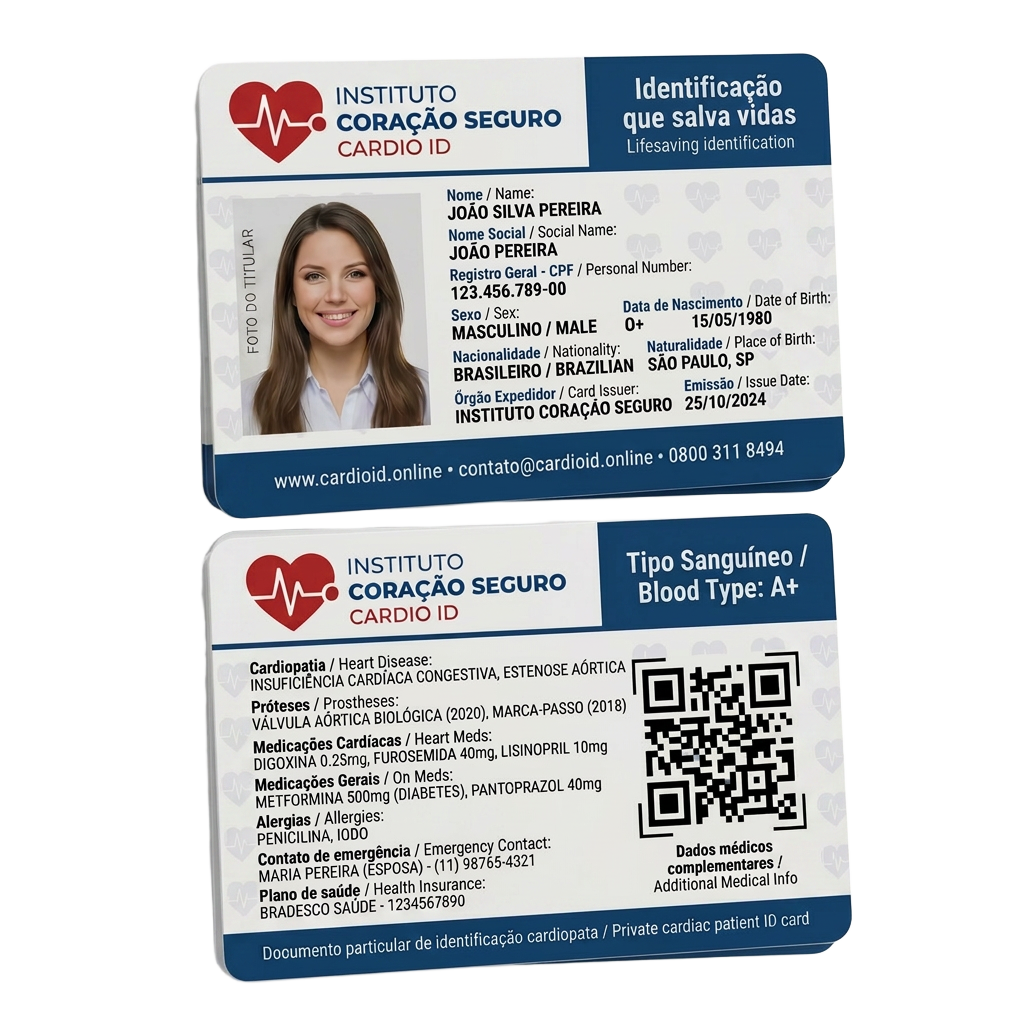 Carteirinha CARDIO ID – frente e verso